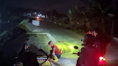 timbunan material proyek irigasi di Kincang kecamatan Rakit